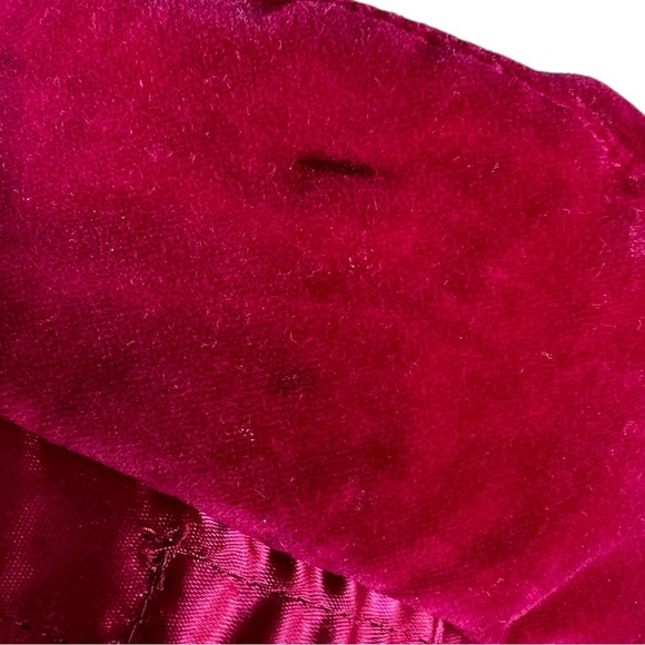 Vintage Liz Claiborne Velvet Slouchy Newsboy Cabbie Cap Hat Magenta Taiwan FLAWS main image 9